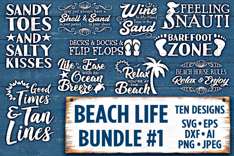 Salt Beach Life Svg Bundle Set 1 SVG Files -Beach Svg Files for Cricut