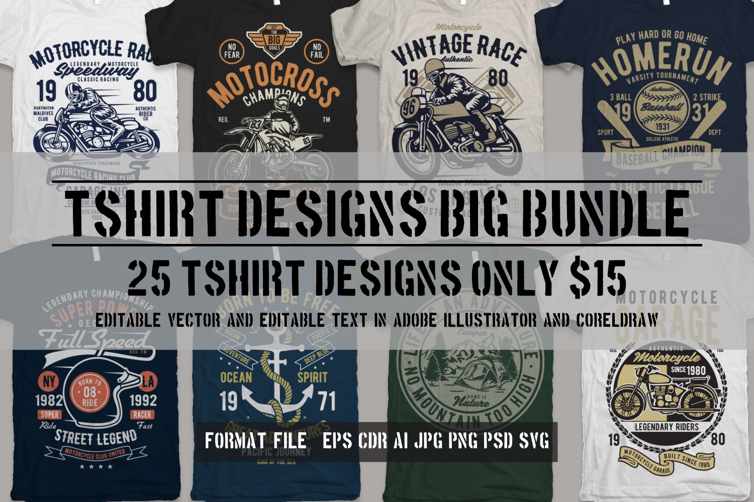 25 Premium Tshirt Designs Big Bundle 4 (97211) | Illustrations | Design ...