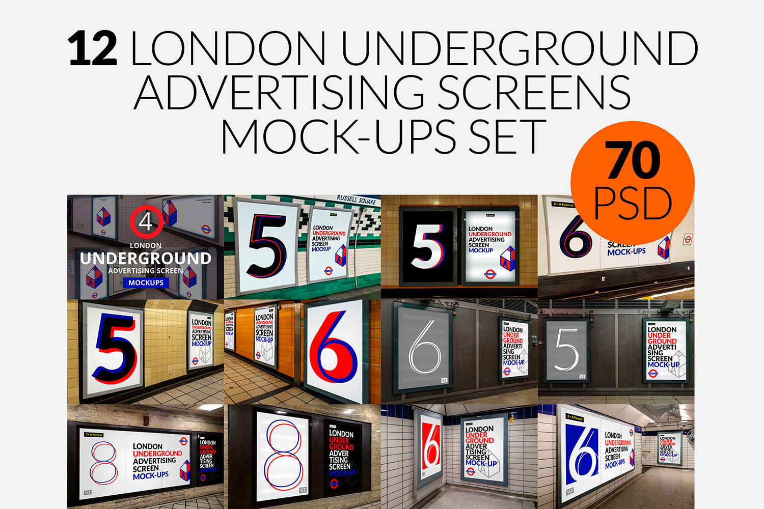 Download 12 London Underground Ad Screen Mock Ups Bundle 70 Psd PSD Mockup Templates