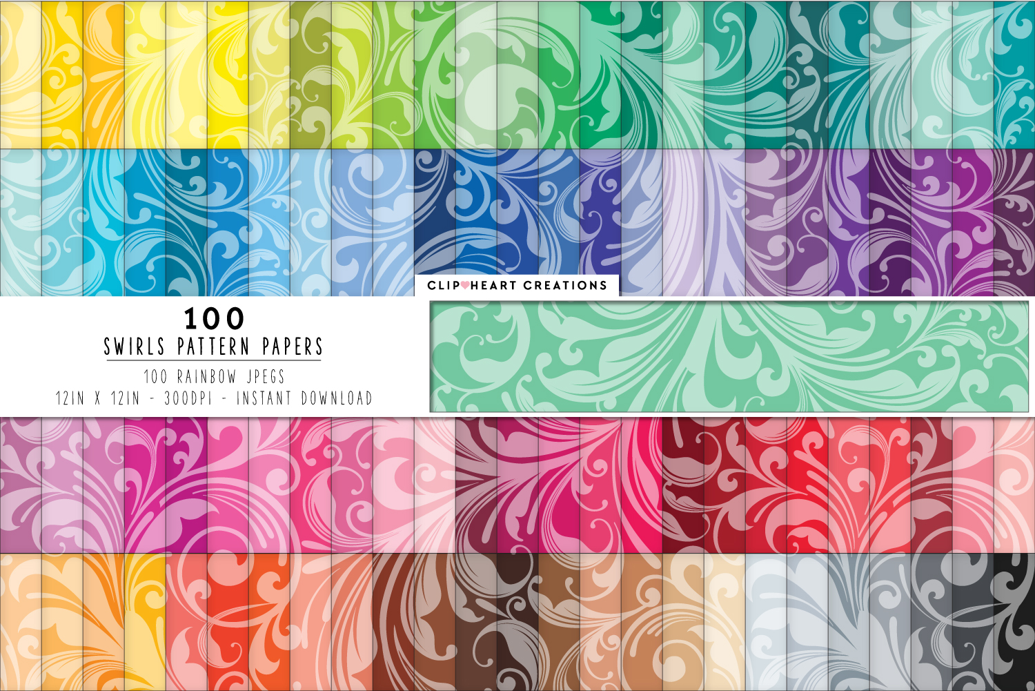 Download 100 Swirls Pattern Digital Papers - rainbow colors (127799 ...