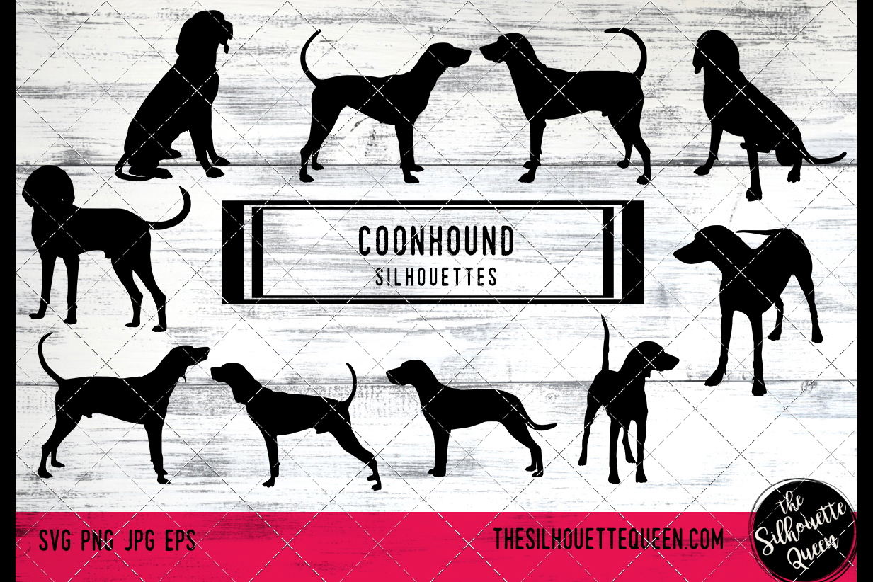 Coonhound Dog svg files cricut, silhouette clip art, Vector