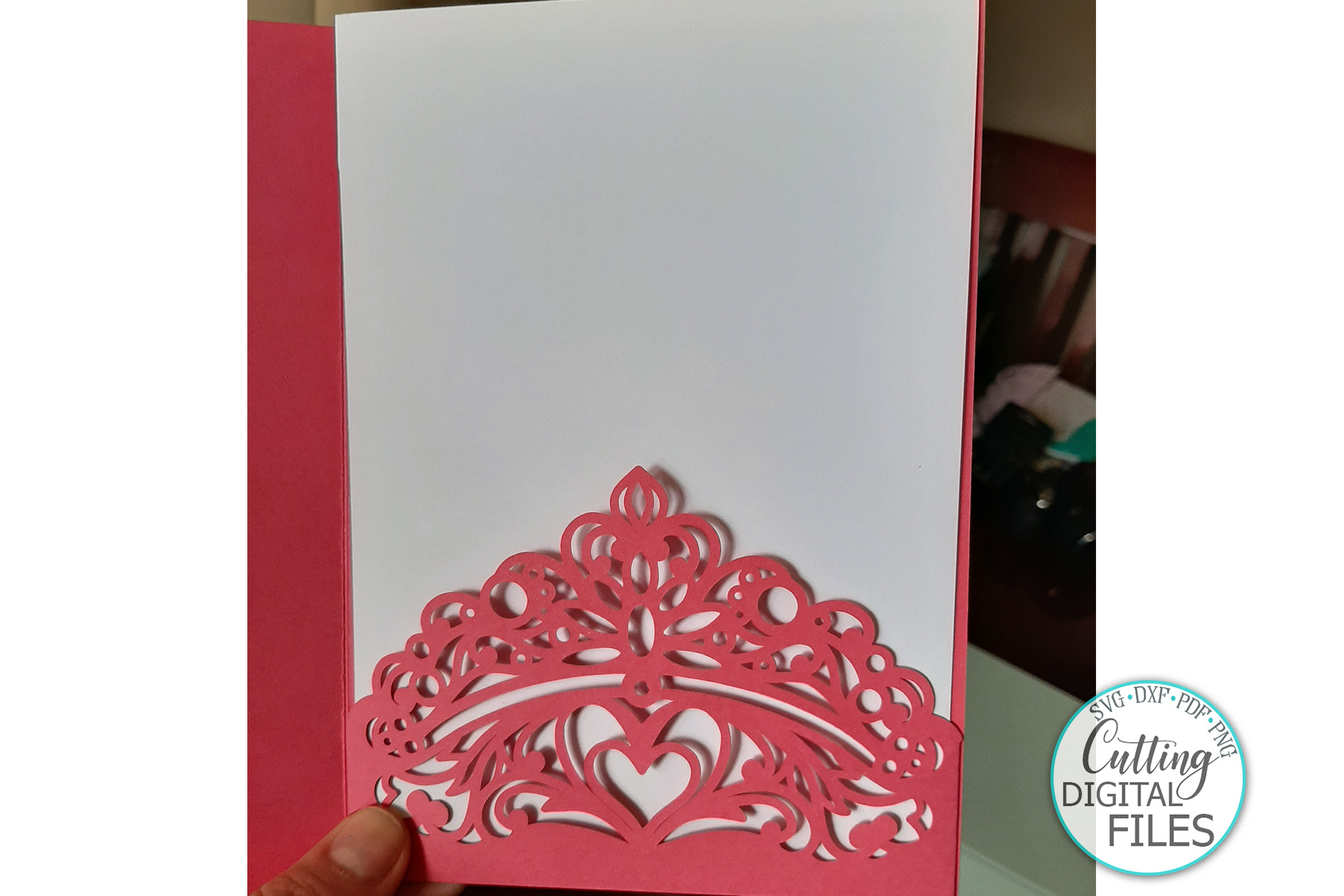 Download Princess Bride Crown Wedding invitation Trifold template svg