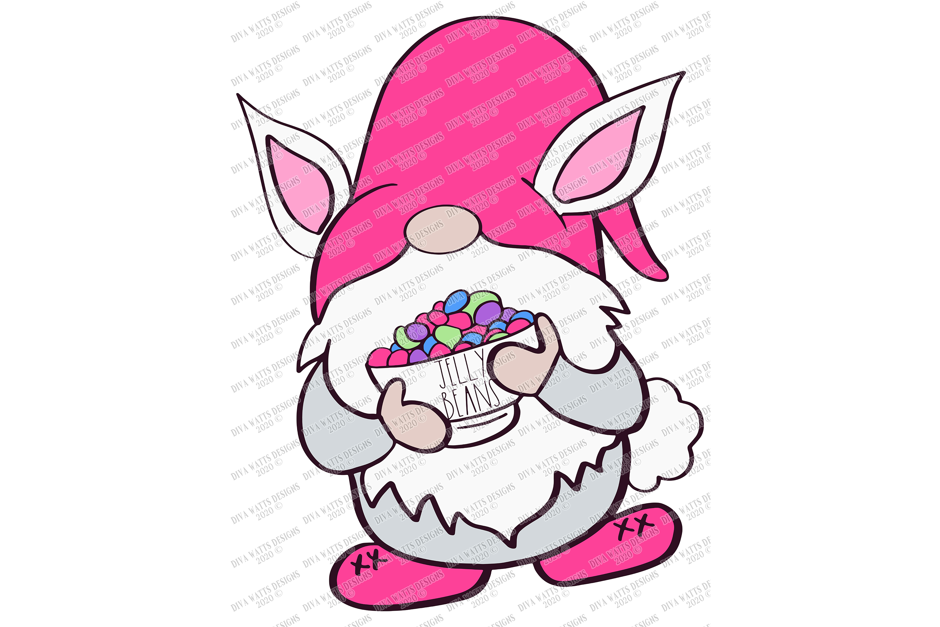 Easter Bunny Gnome with Jelly Beans - SVG Cut File