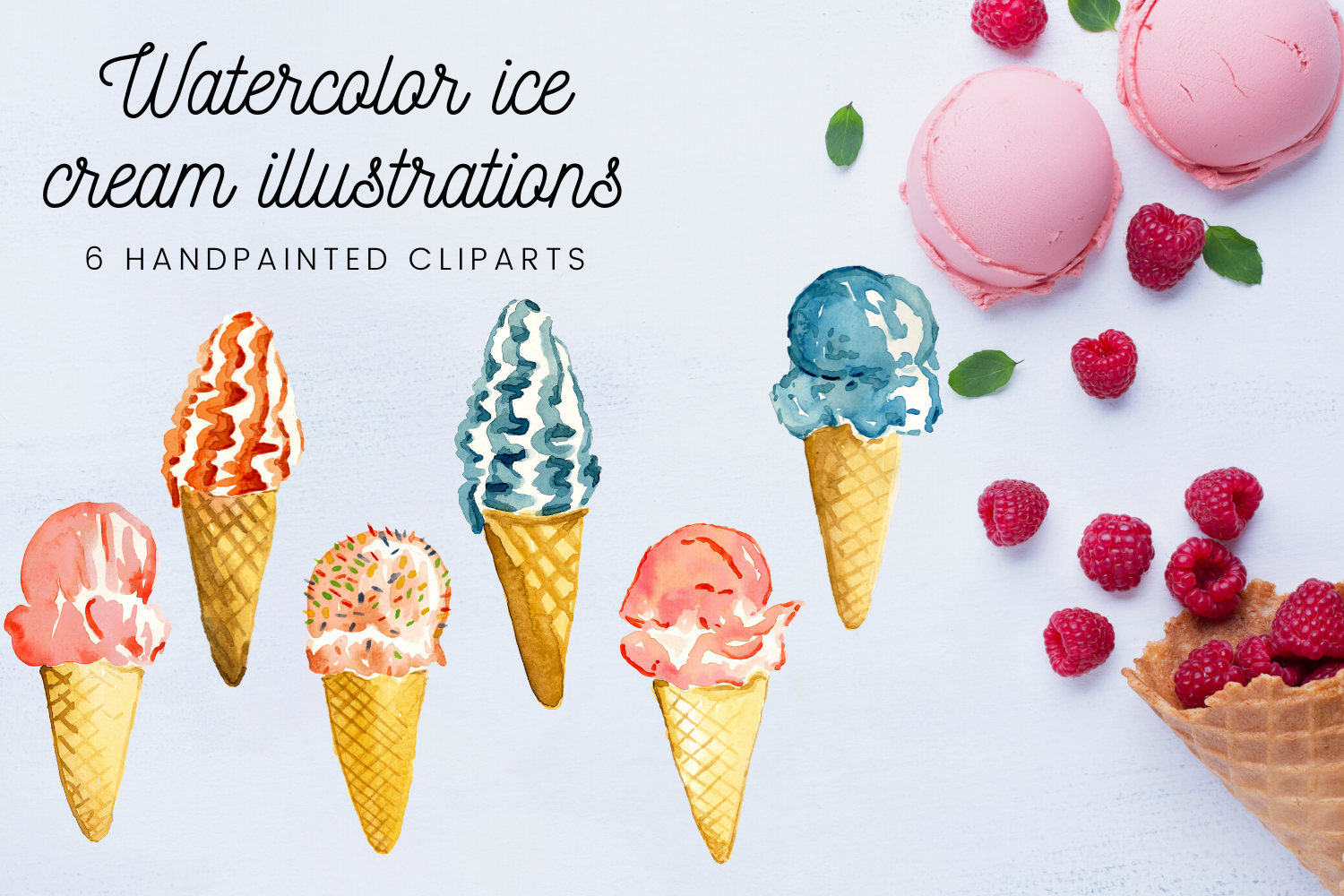 Cute Handapinted Ice Cream Clipart Summer Treats Cliparts