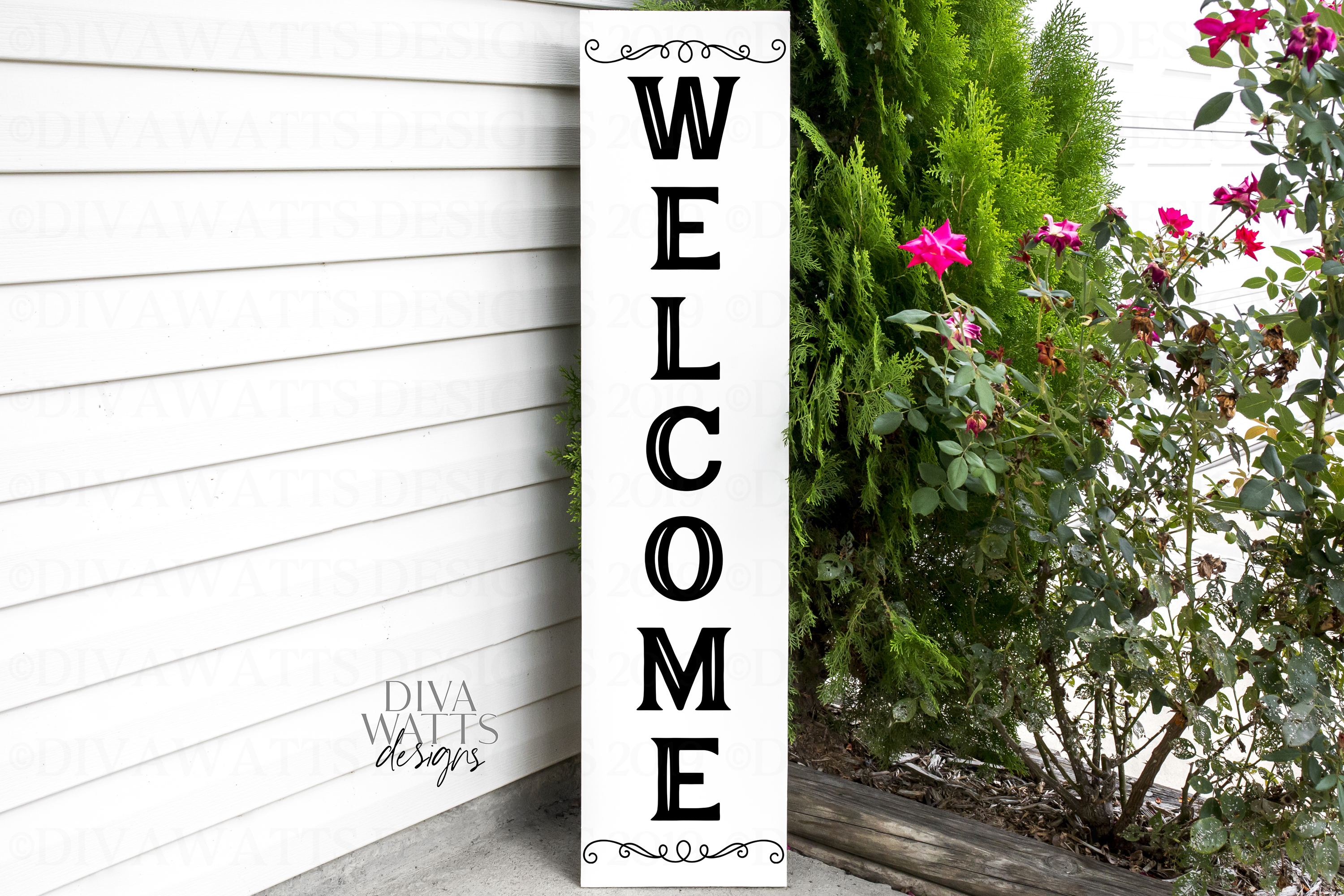 Download Welcome Vertical Front Porch Sign - Cutting File - SVG PNG