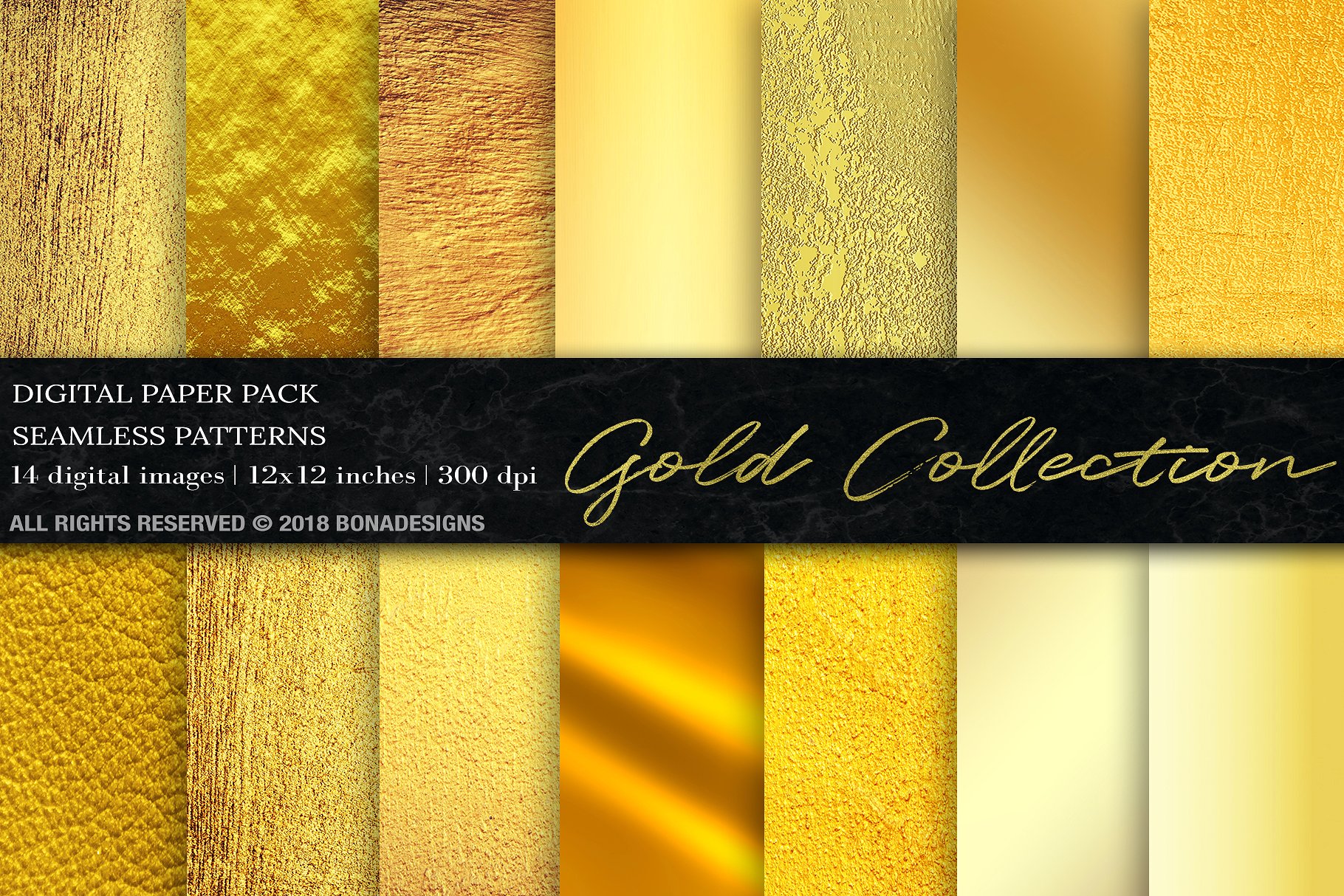 Gold Background, Gold Digital Paper by Design Bundles