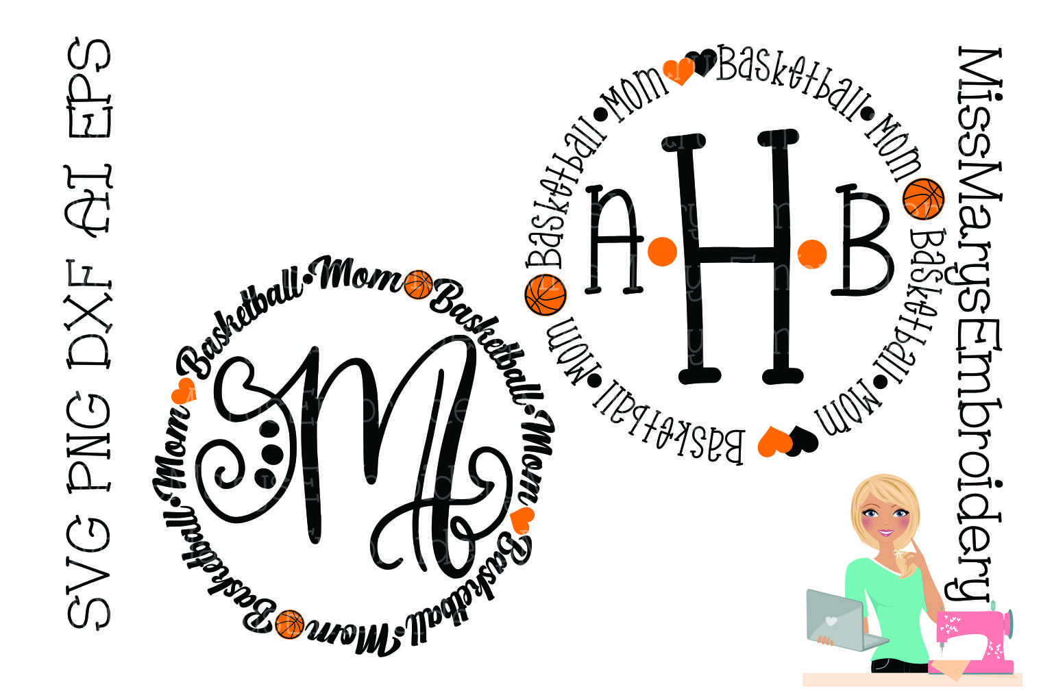 Download Basketball Mom Monogram SVG Cutting File PNG DXF AI EPS ...