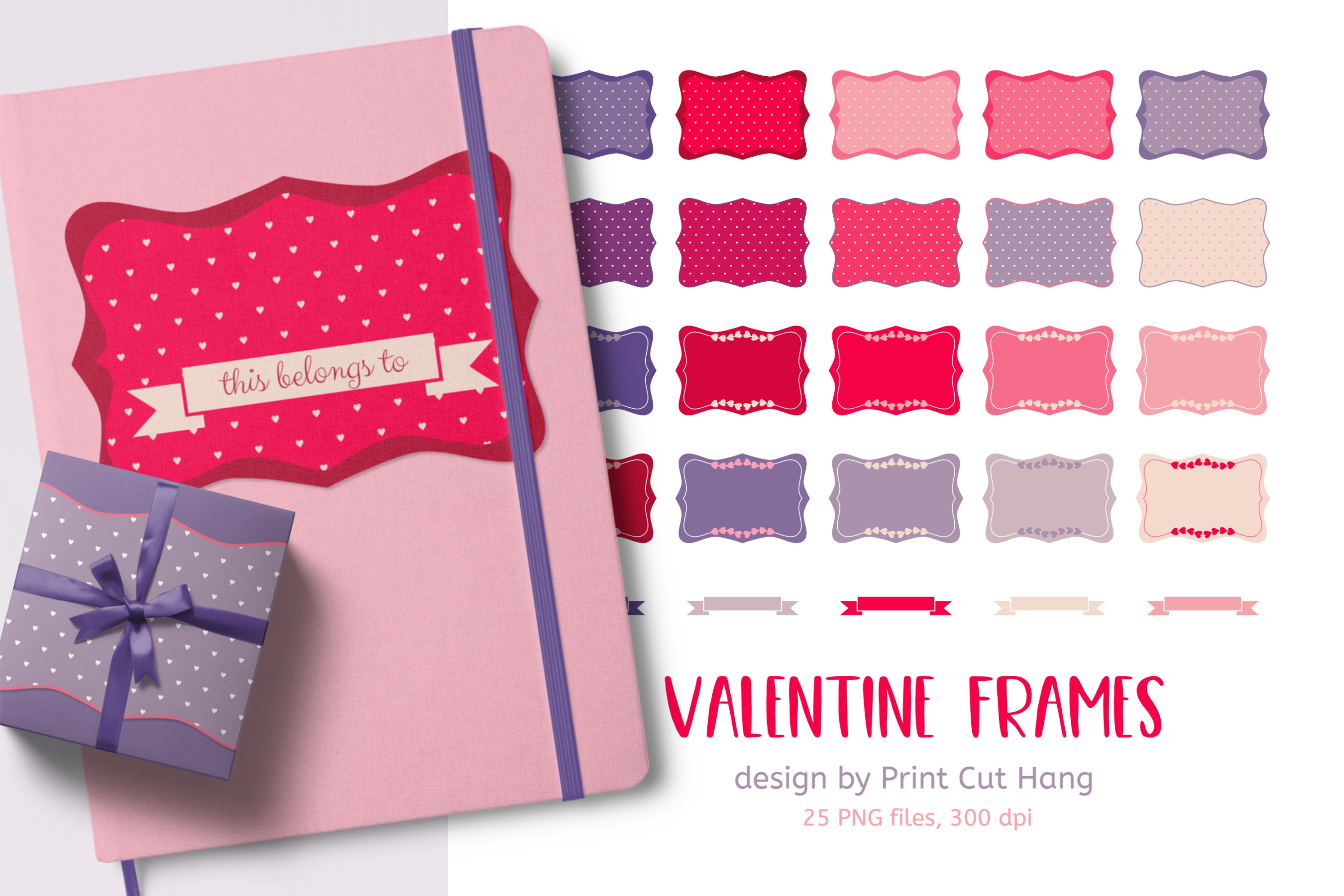 bracket frames with hearts clipart set png files picture frames with hearts