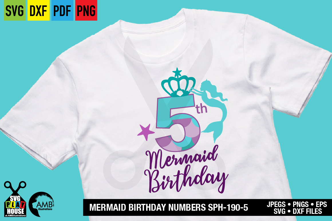 Download Mermaid Birthday Numbers 5th birthday svg, SPH-190-5