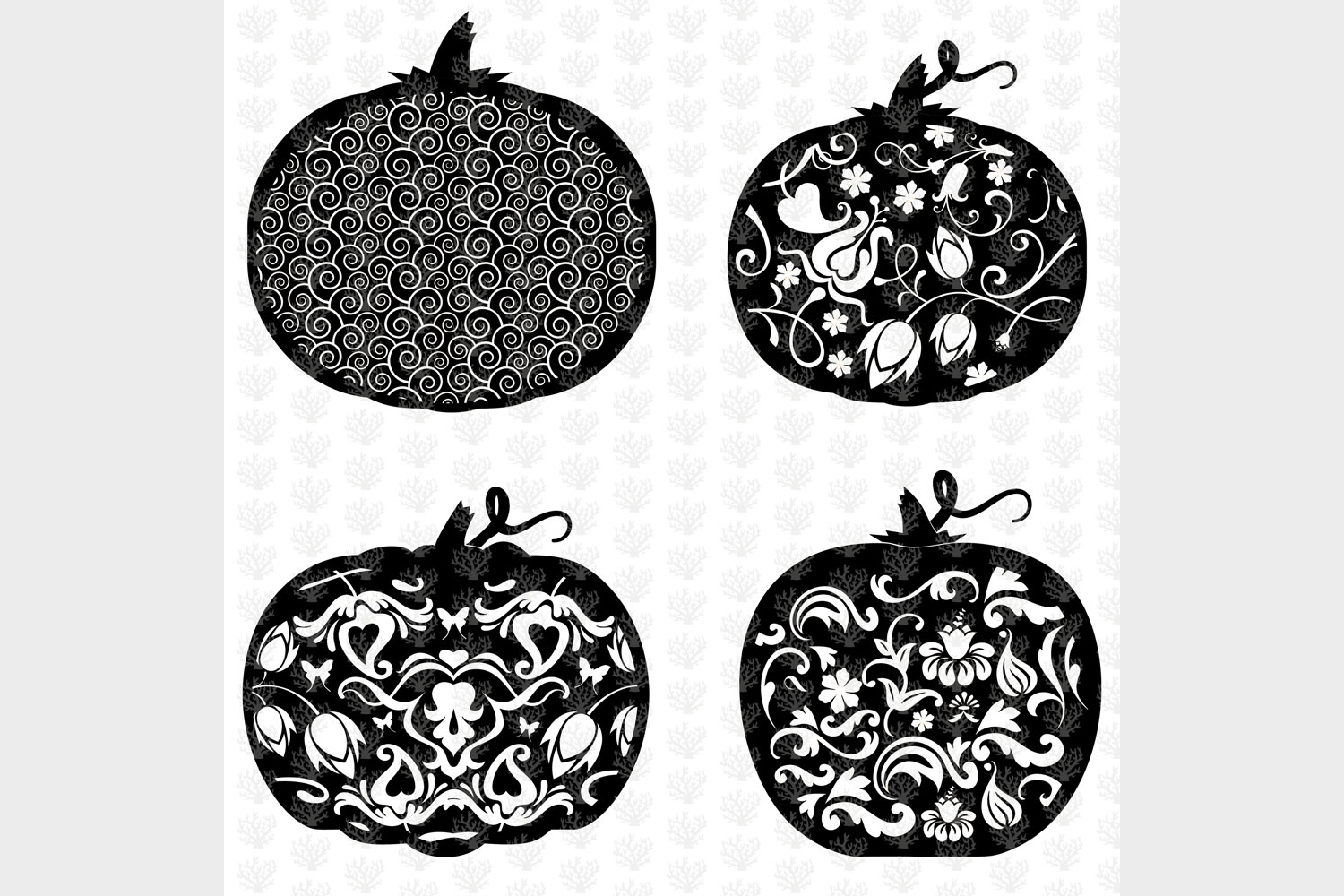 Download Halloween Bundle - 4 Decorative Floral Pumpkin SVG EPS DXF ...