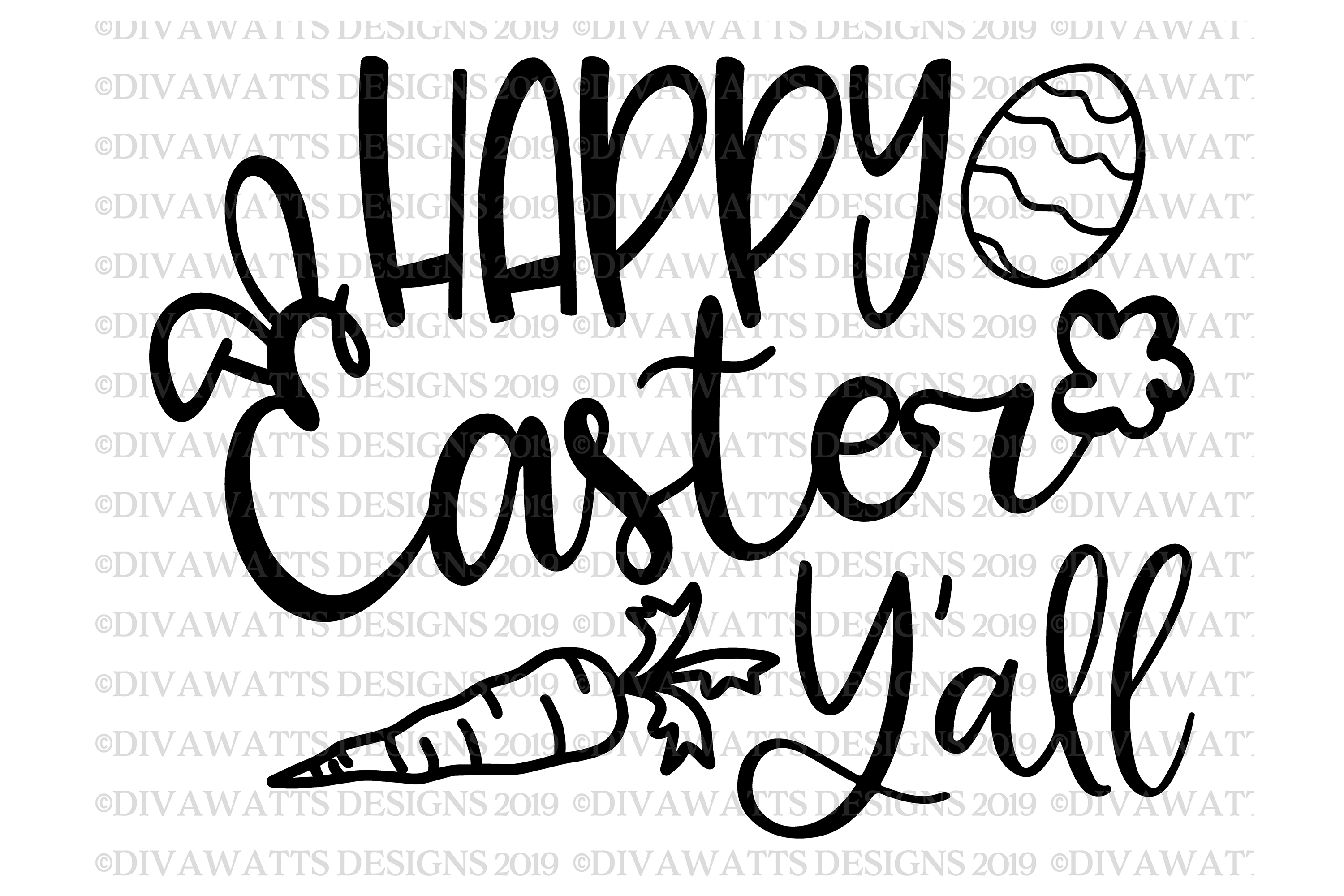 Download Happy Easter Y'all - Bunny Ears Tail Egg Carrot - SVG PNG