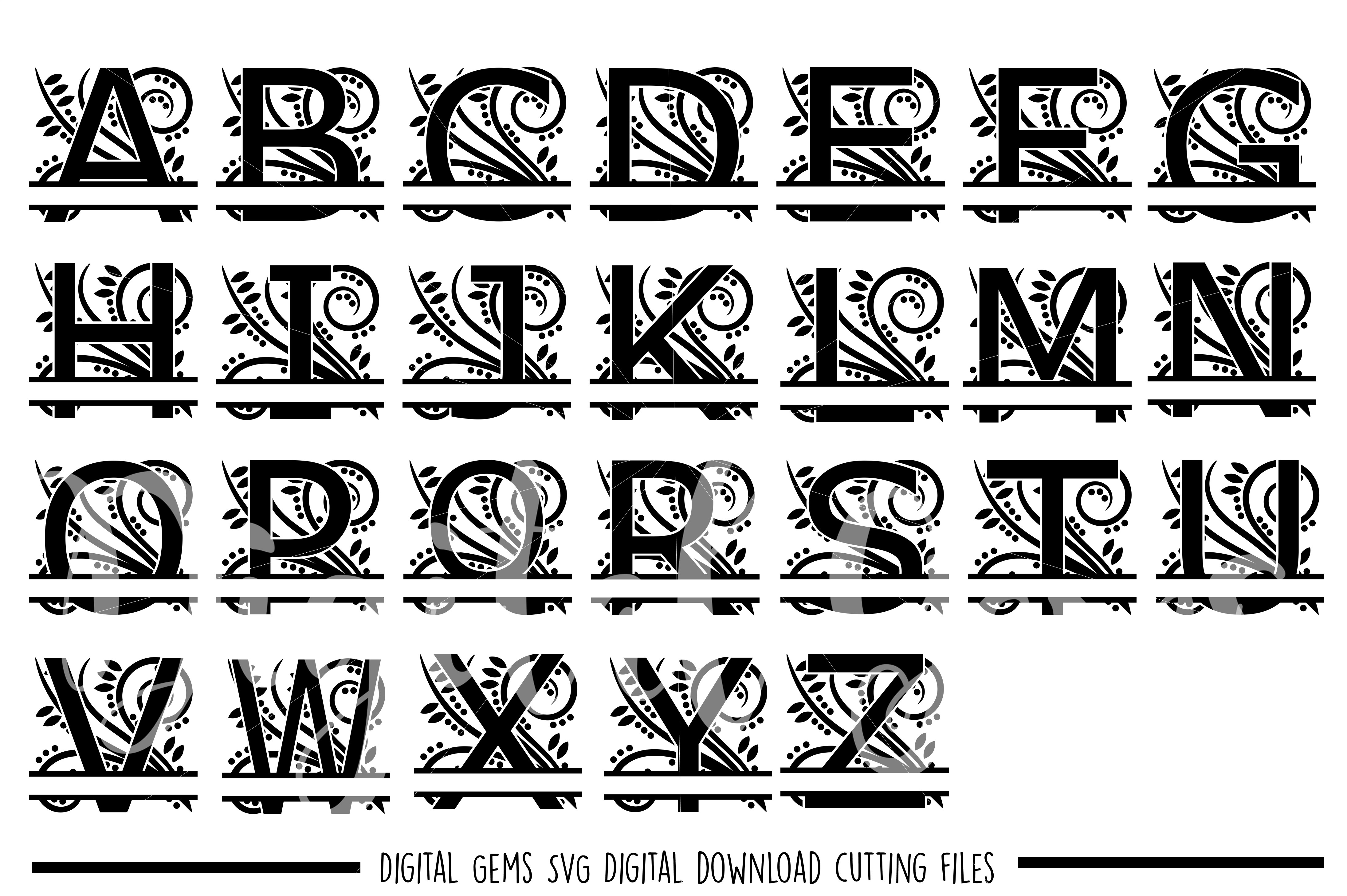 Regal Split Alphabet SVG / PNG / EPS / DXF files