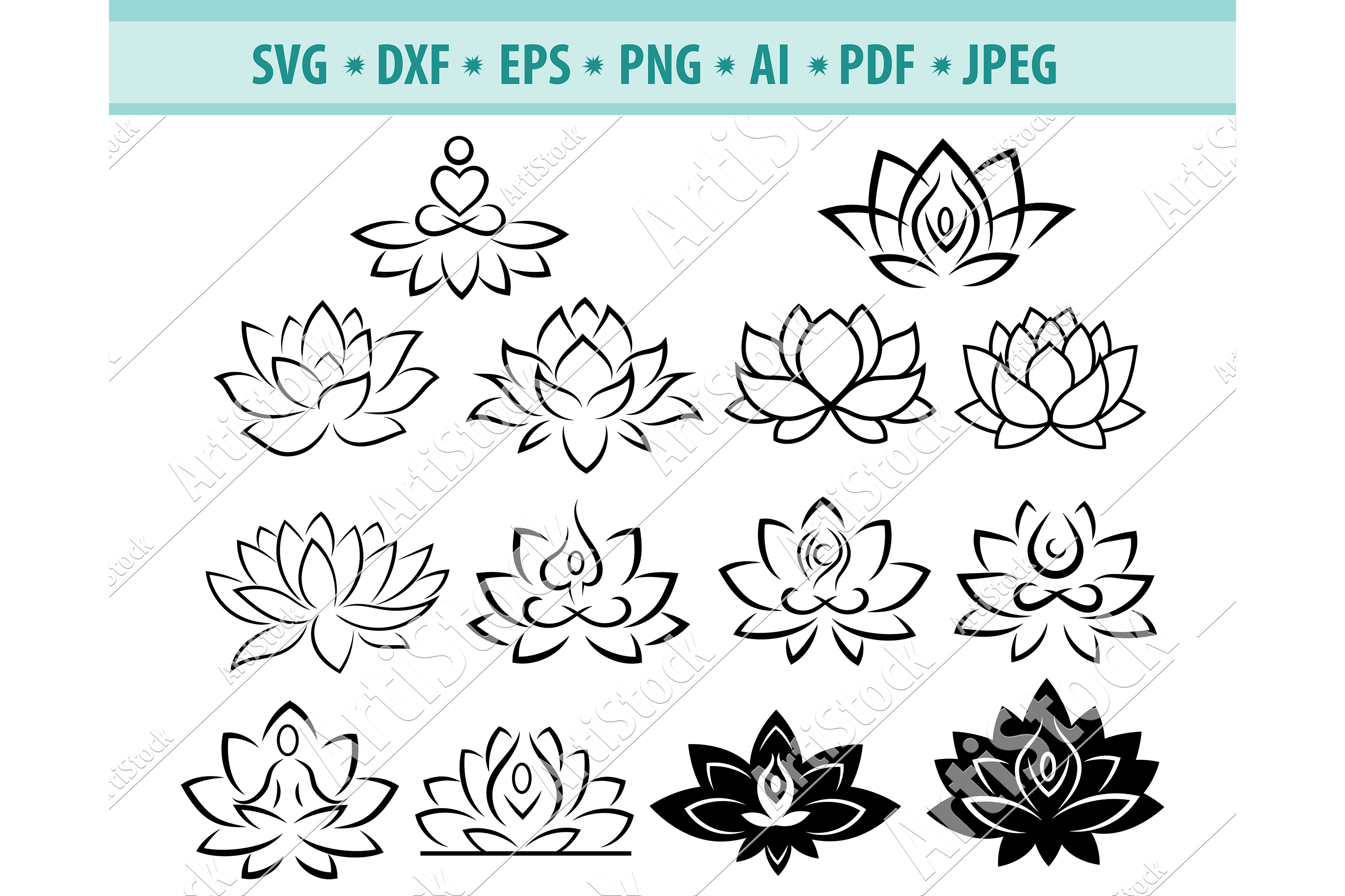 Lotus Flower SVG Monogram