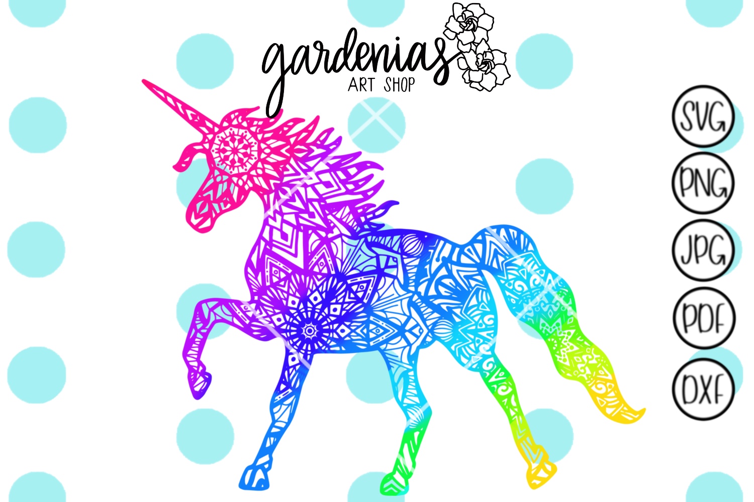 Unicorn Mandala SVG Cut File