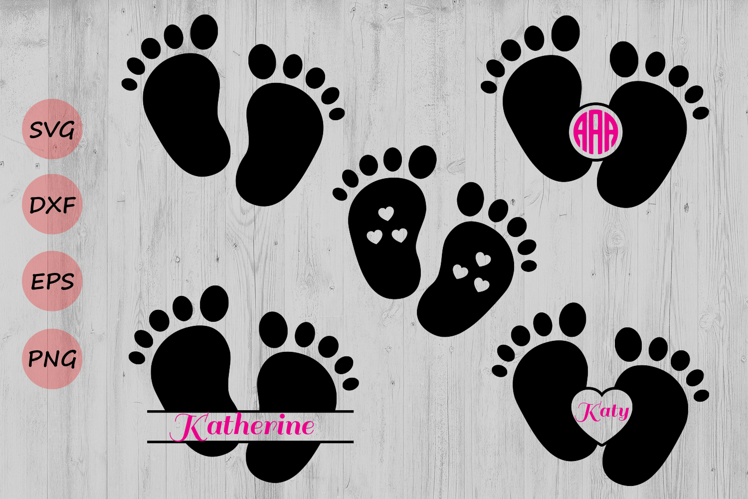 Baby Footprint SVG File, Baby Feet SVG, Baby Feet Monogram SVG, Baby