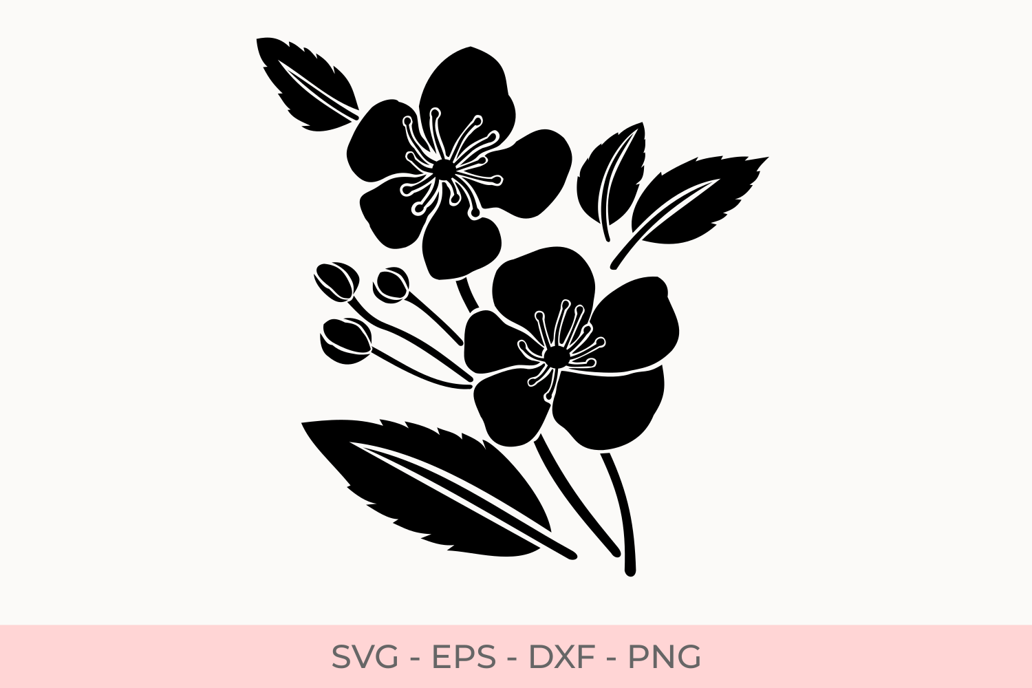 Download Cherry Flowers Silhouette Svg, Cherry Florals Silhouette Svg, Silhouette Svg, Flower Bouquets Svg