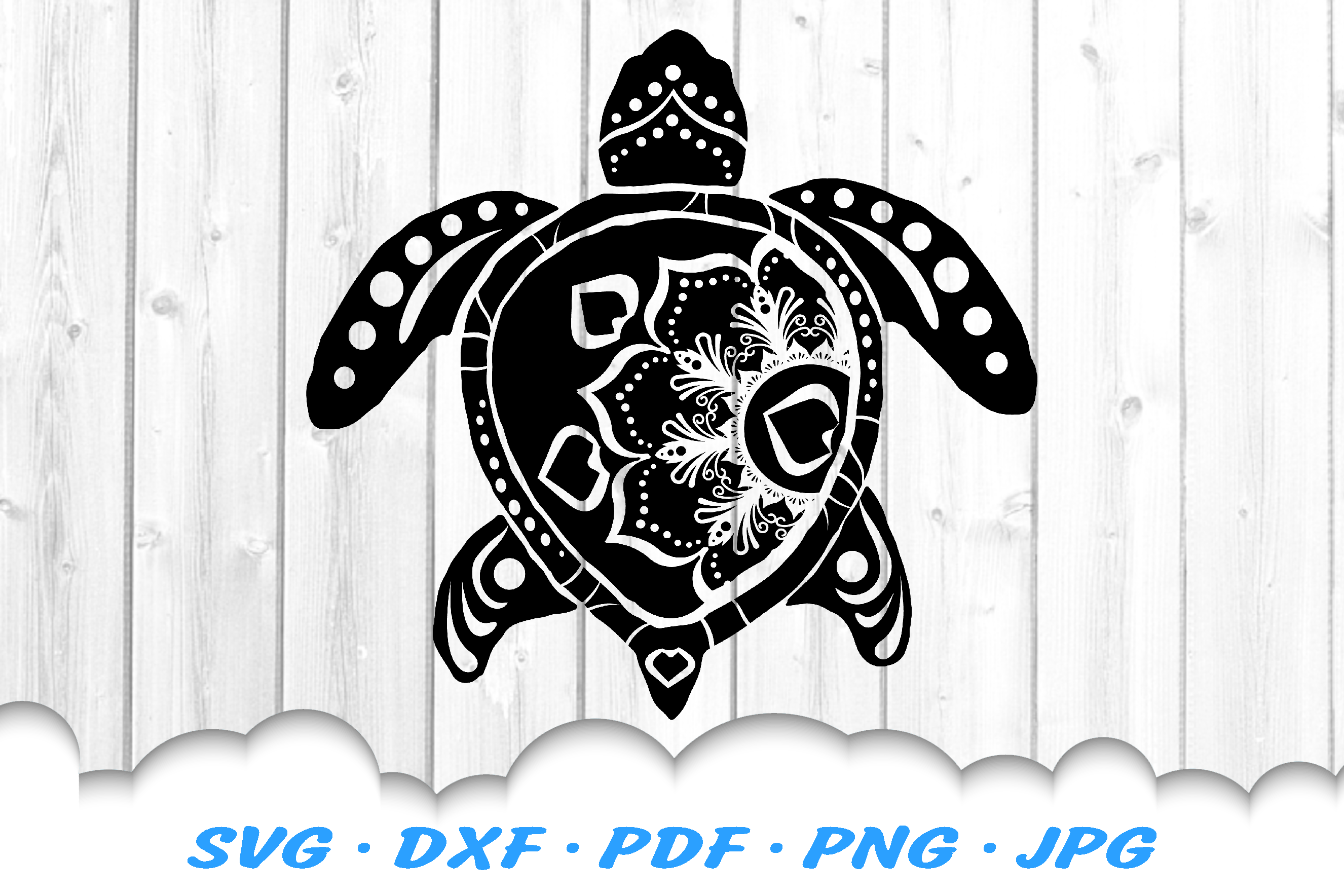 Mandala Sea Turtle SVG DXF Cut Files