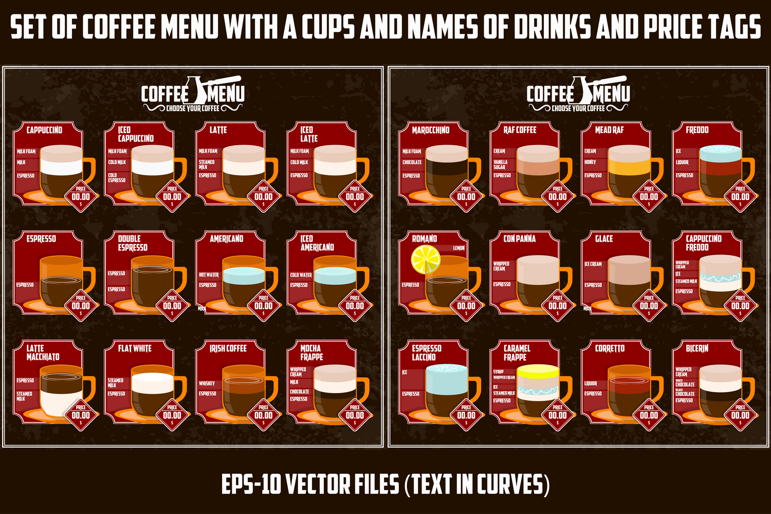 Coffee Menu Types Of Coffee Drink Composition Price Tags 