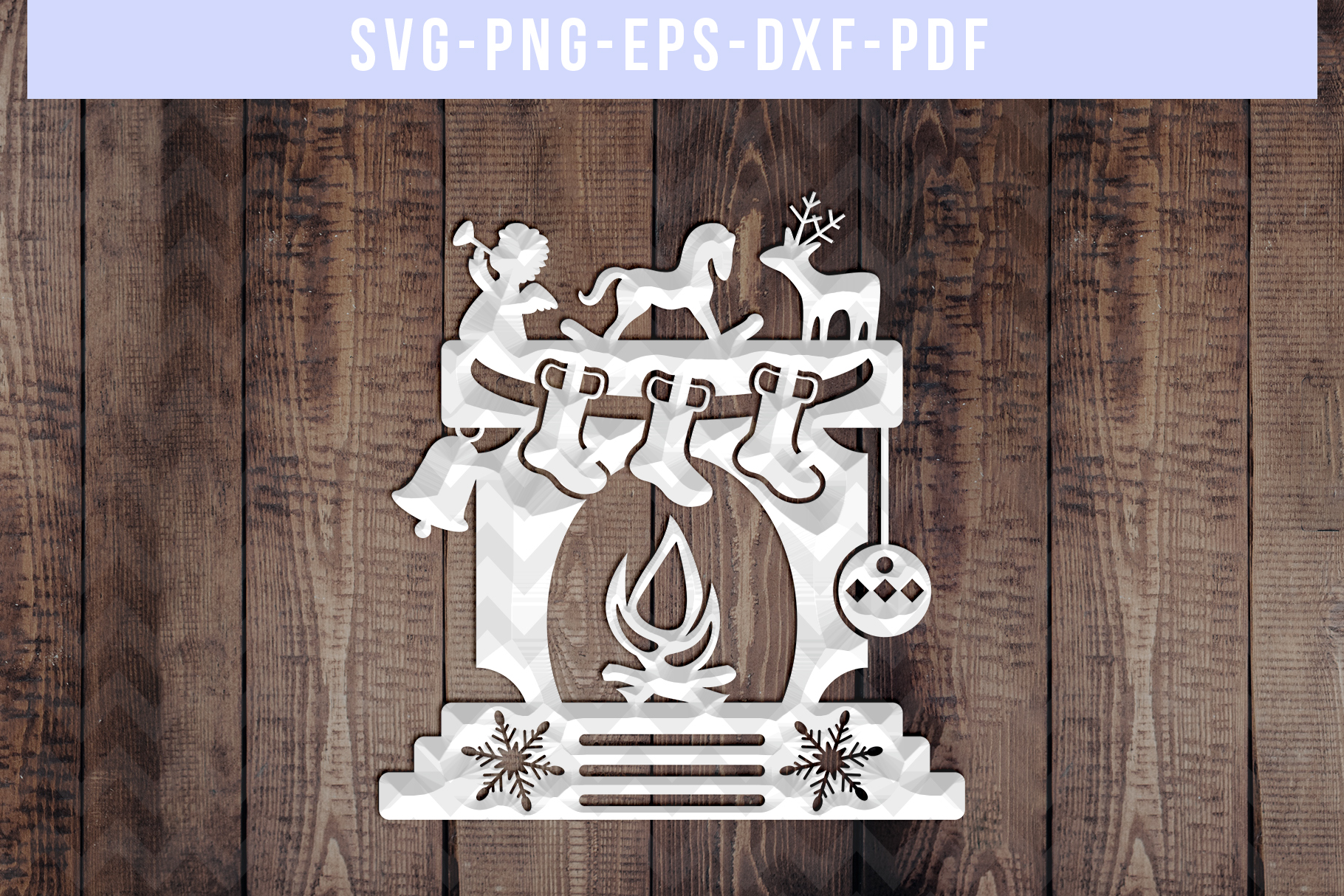 Download Fireplace Paper Cut Template, Christmas Ornament, SVG, DXF ...