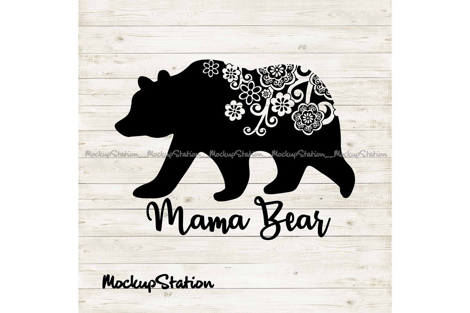 Mama bear SVG, Mothers Day png, bear floral mandala clip art