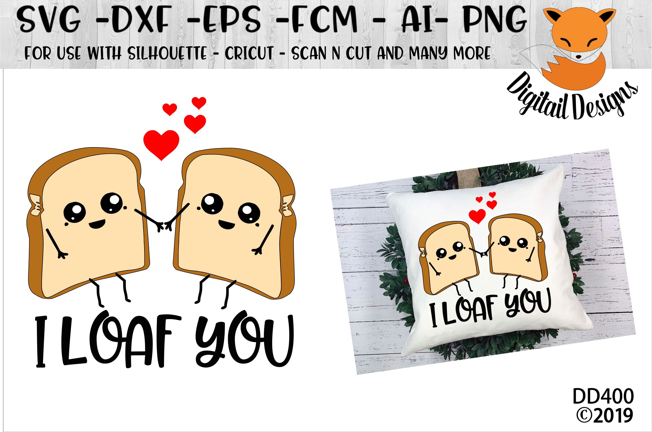 I Loaf You Funny Pun Valentine SVG