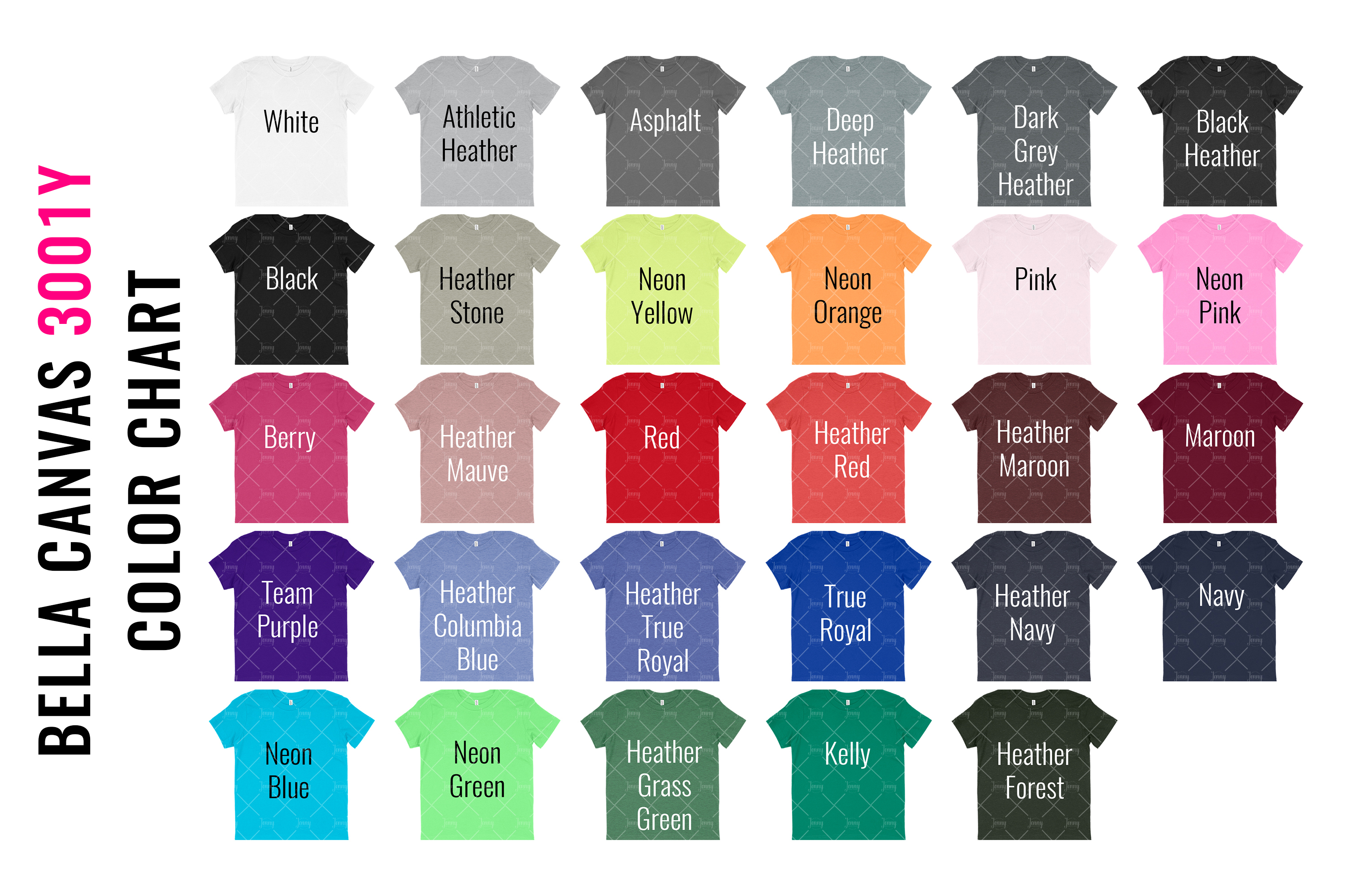Bella Canvas T Shirt Color Chart