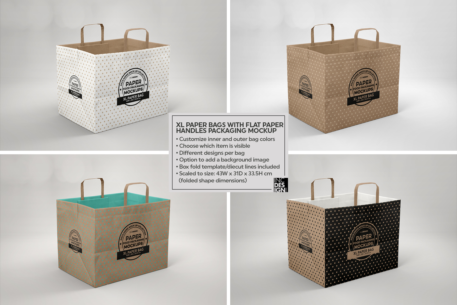 Download XL Paper Bag with Flat Handles Packaging Mockup (284096) | Branding | Design Bundles