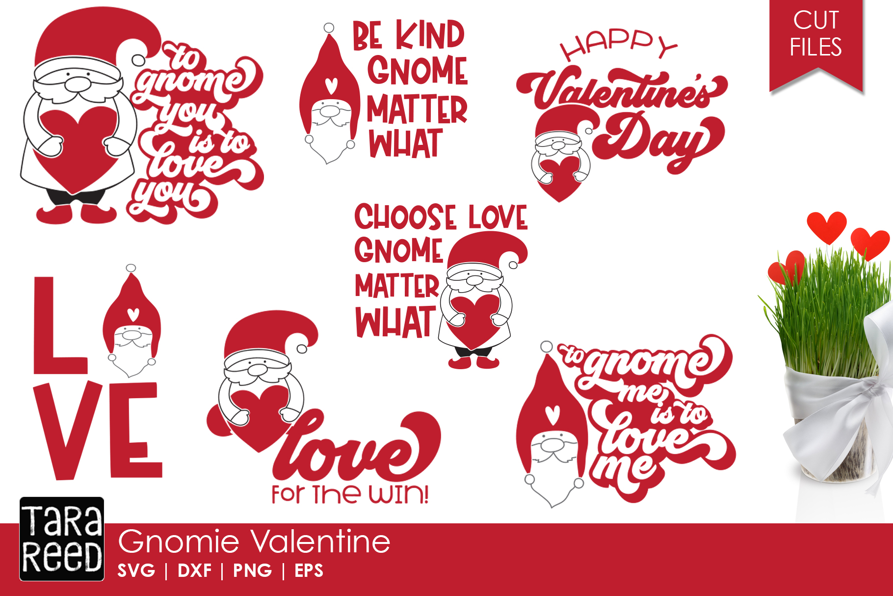 Gnomie Valentine - Gnome SVG and Cut Files for Crafters (169293) | Cut