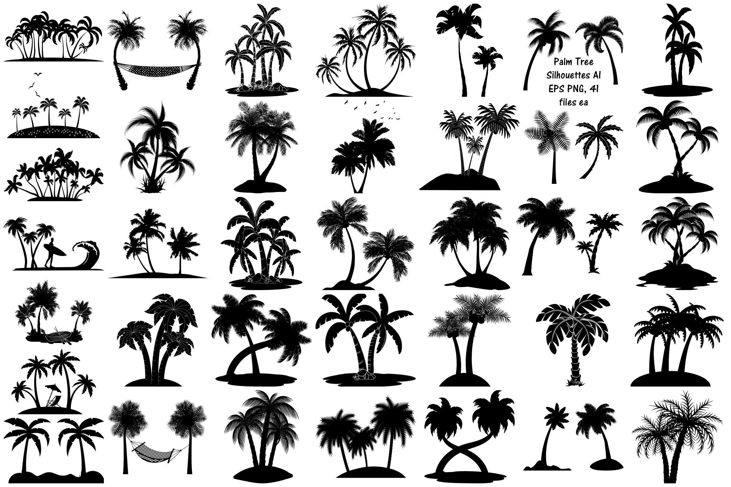 Download Palm Tree Silhouettes AI EPS Vector & PNG