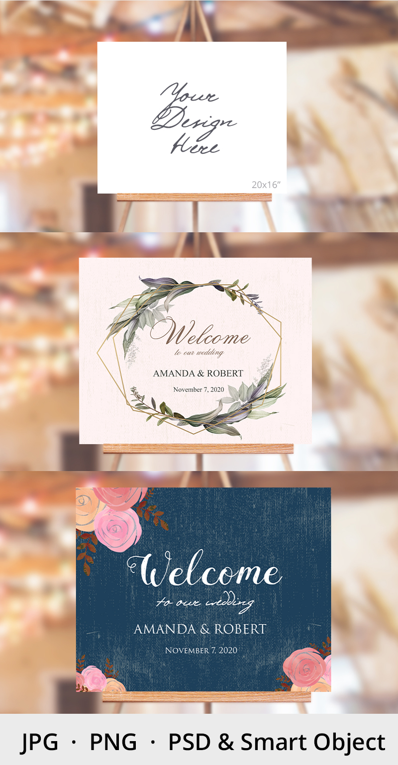 Download Easel Mockup, Wedding Sign Mockup, Welcome sign mockup, 994 (317329) | Mock Ups | Design Bundles