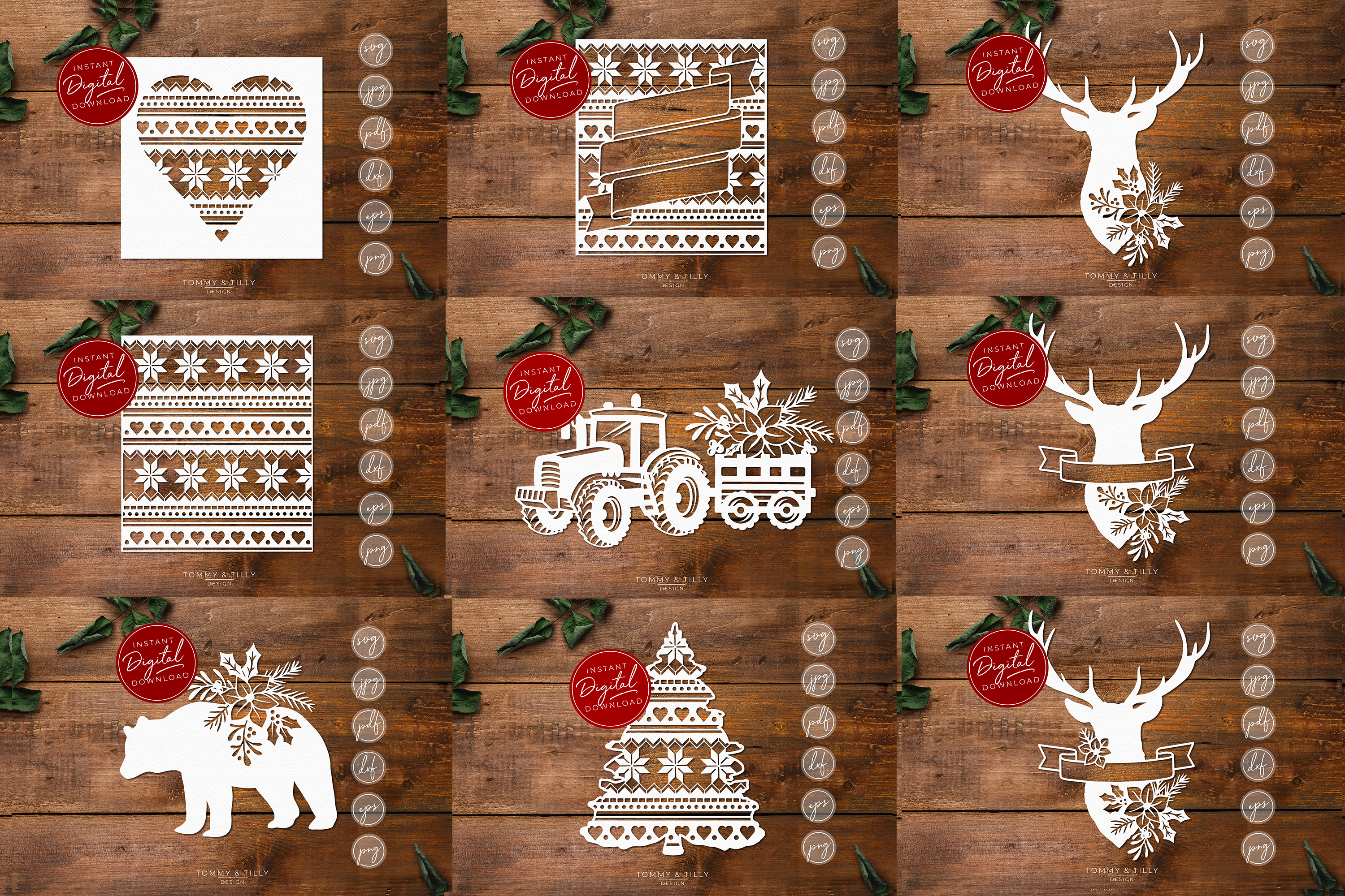 Download MEGA BUNDLE! 60 Christmas Cut Files - SVG | Papercut