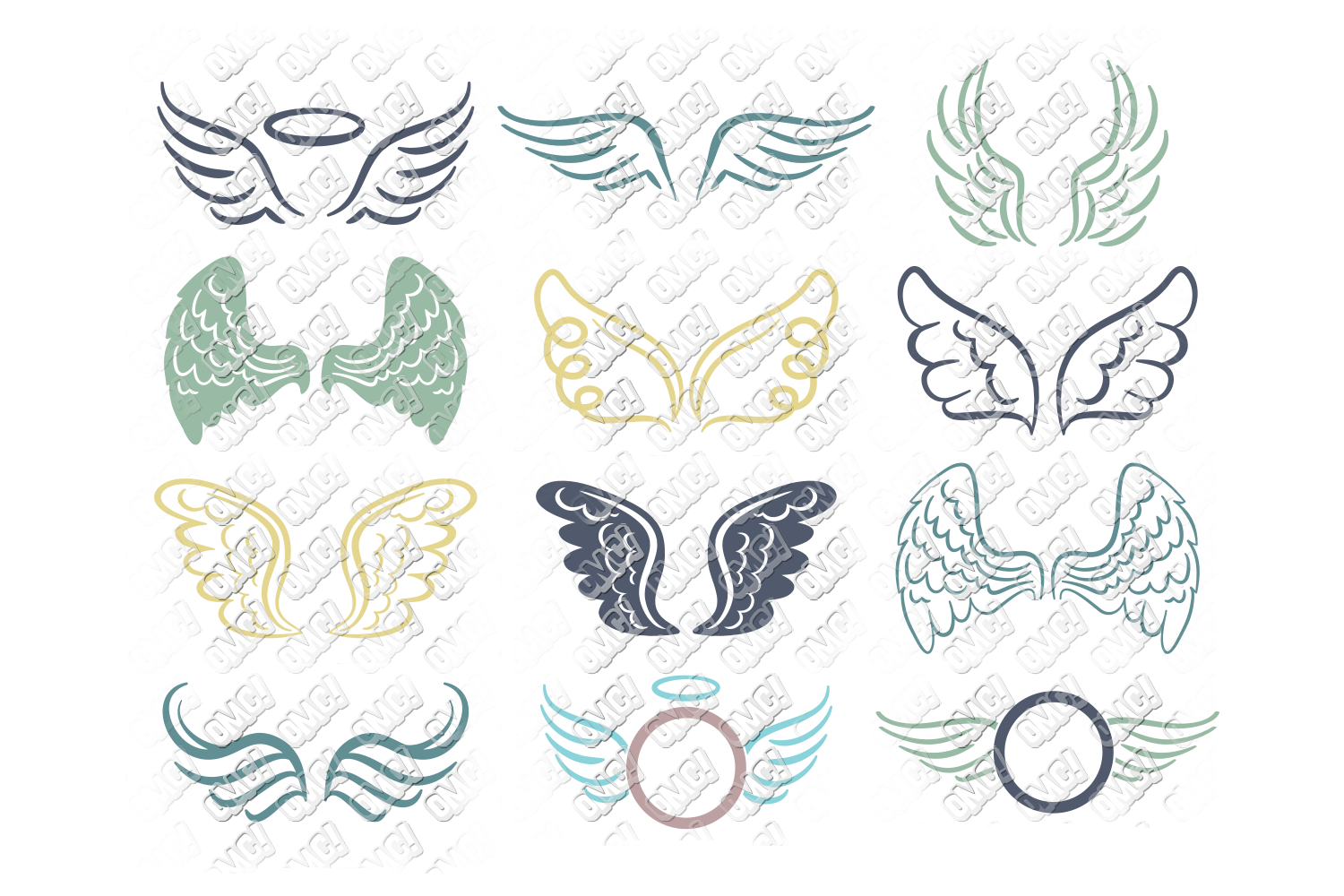 Download Angel Wings SVG Monogram in SVG DXF PNG JPEG EPS (108805) | Cut Files | Design Bundles