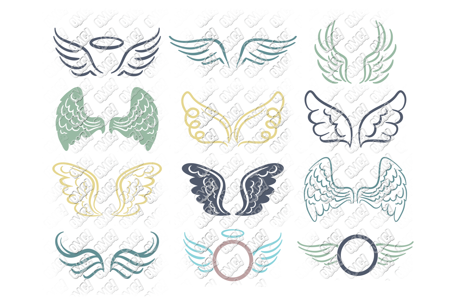 Download Angel Wings SVG Monogram in SVG DXF PNG JPEG EPS (108805 ...