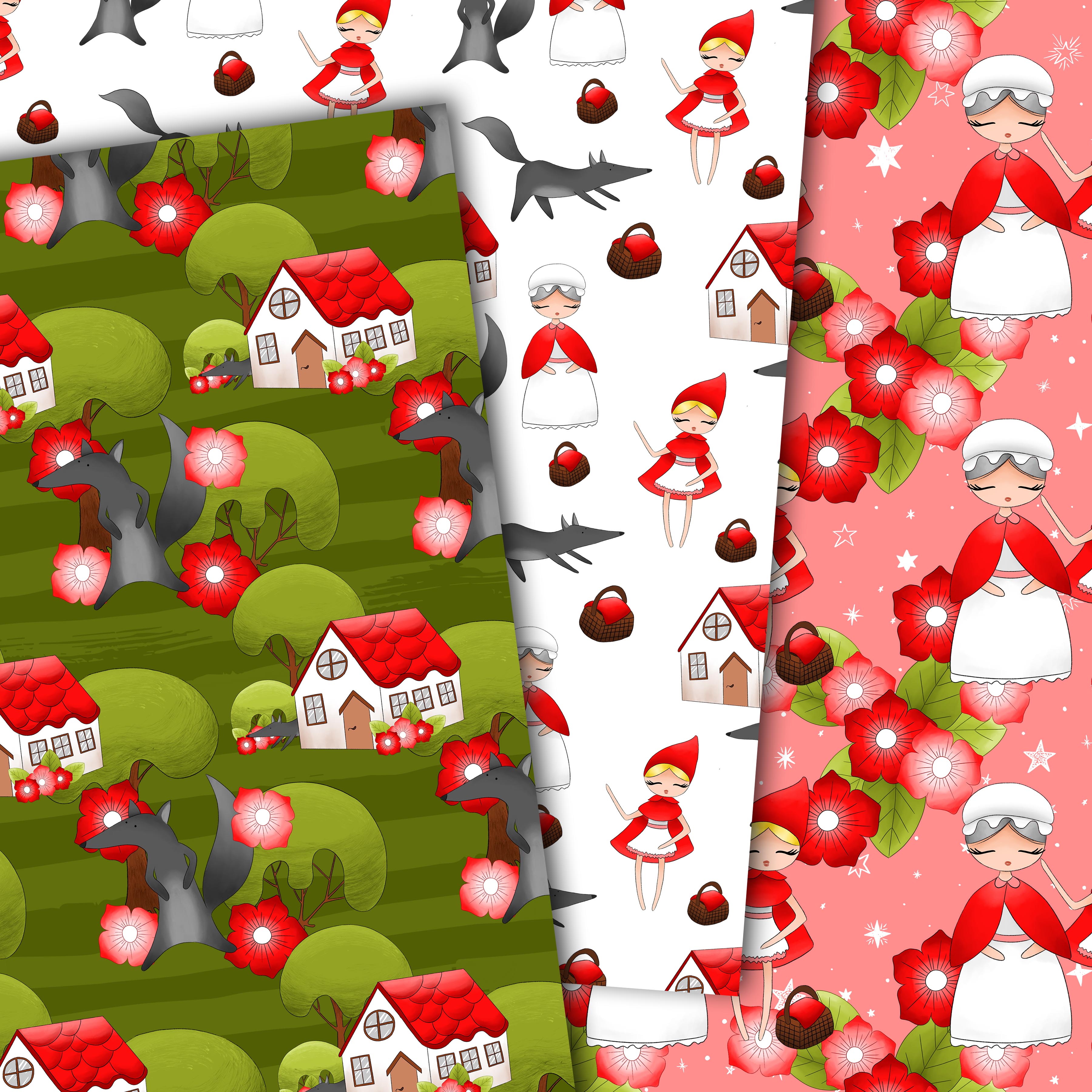 Little red riding hood pattern (102717) Patterns Design Bundles