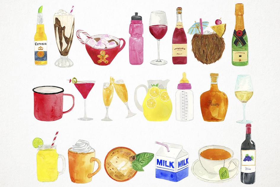 Download Watercolor Drinks Clipart, Drinks Clip Art, Beverage Clipart