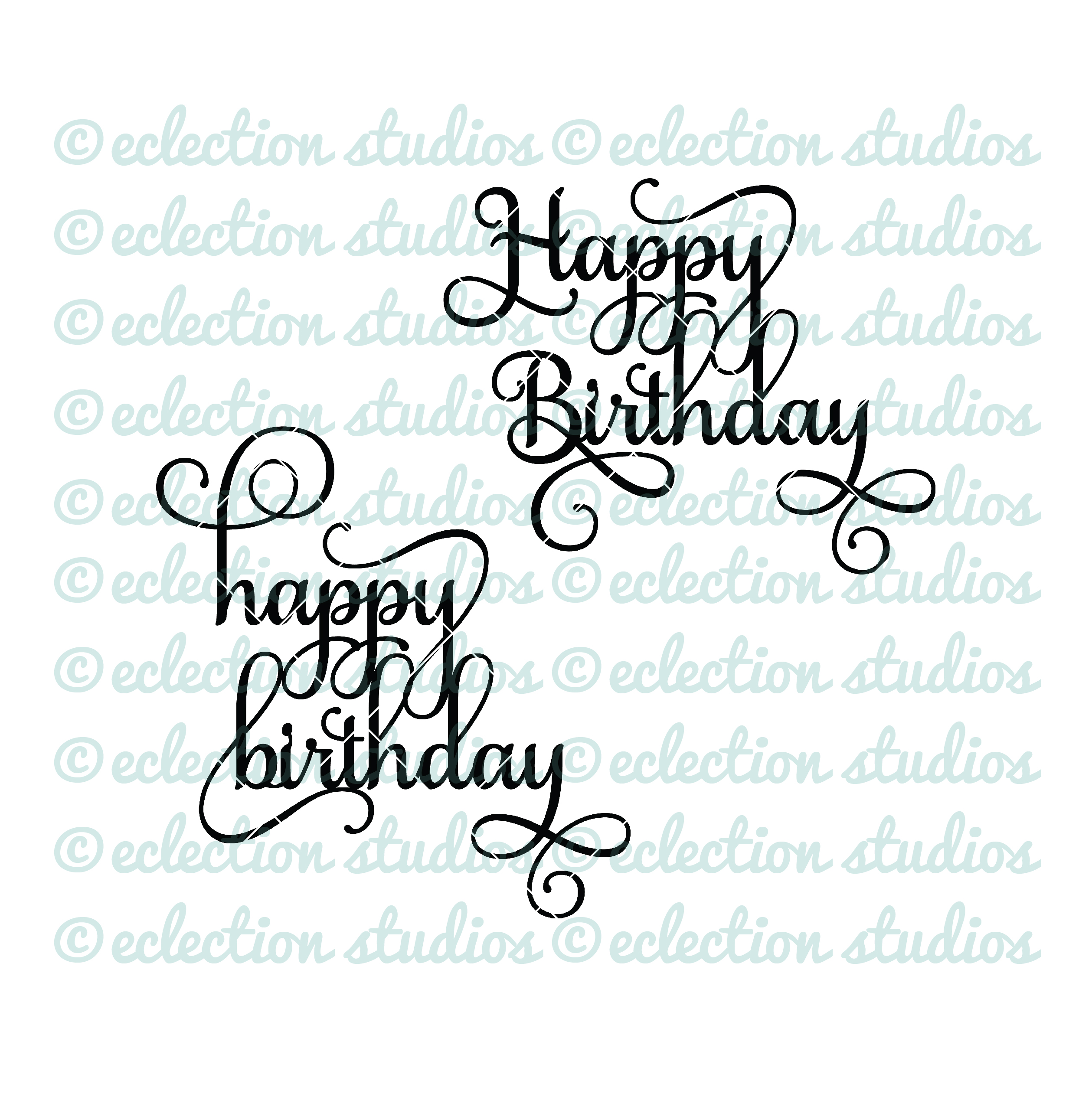 Download Cake Topper SVG, Happy Birthday in Two versions