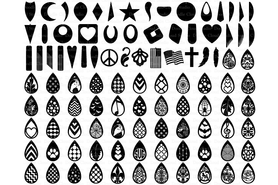 Download 100 Earrings Bundle SVG, Earring SVG. Earring Templates ...