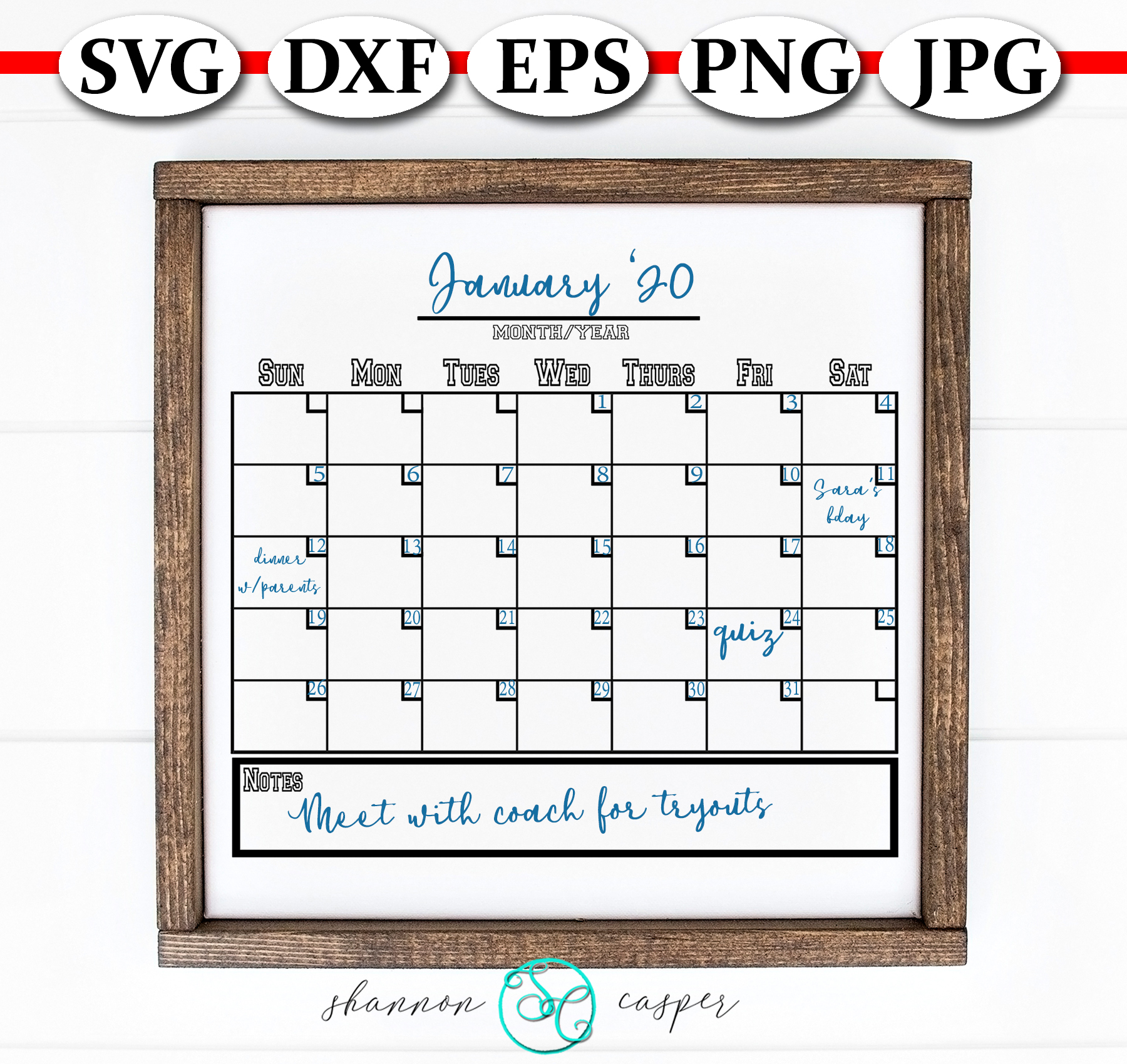 Free Svg Calendar Template