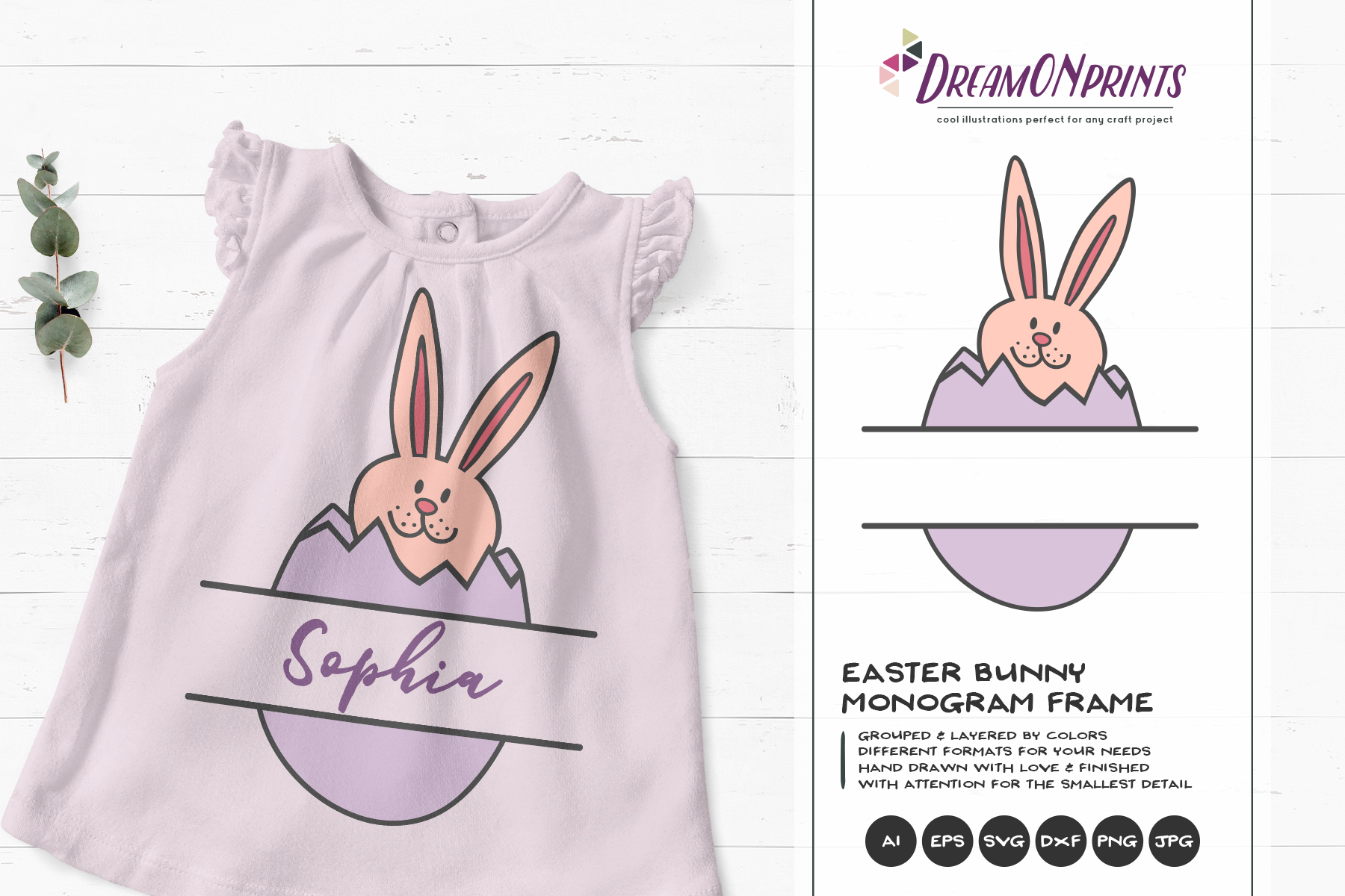 Download Easter Bunny SVG - Split Monogram Frame SVG (216760) | Monograms | Design Bundles