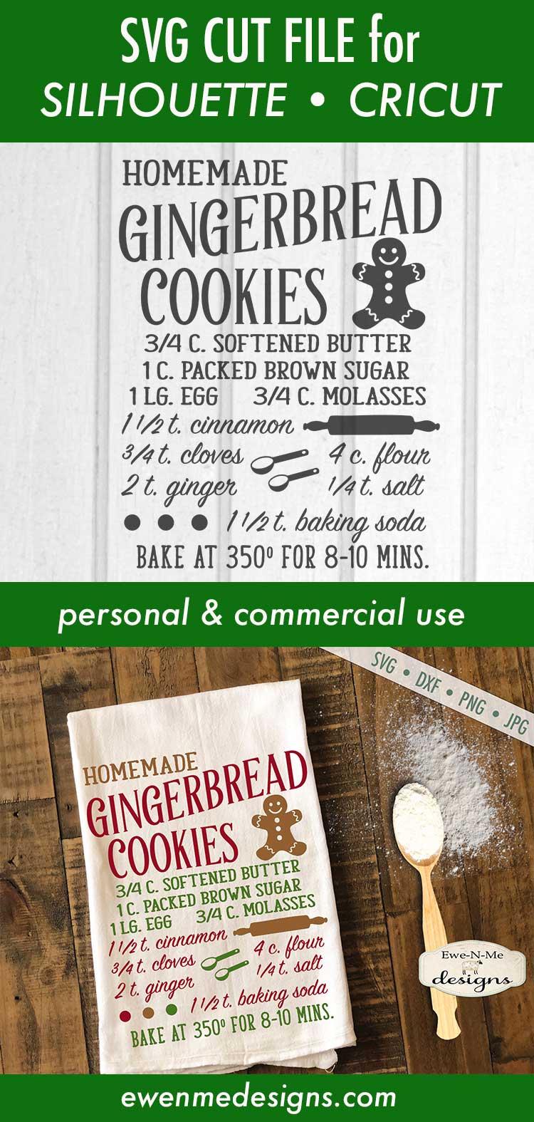 Gingerbread Cookie Recipe - Kitchen - SVG DXF Files