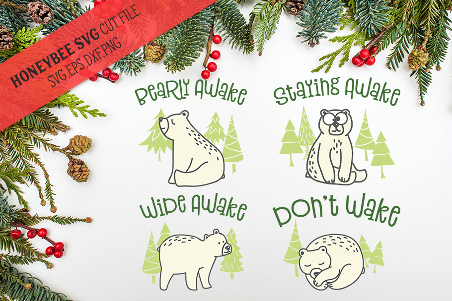 Wakeful Bear Christmas Family Pajama SVG Cut File Set