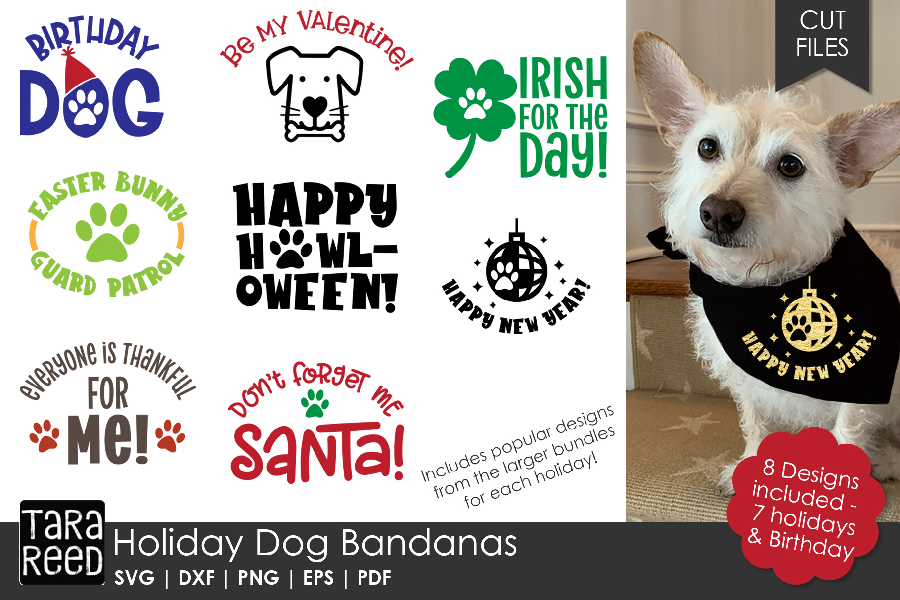 Holiday Dog Bandanas - SVG & Cut Files for Crafters