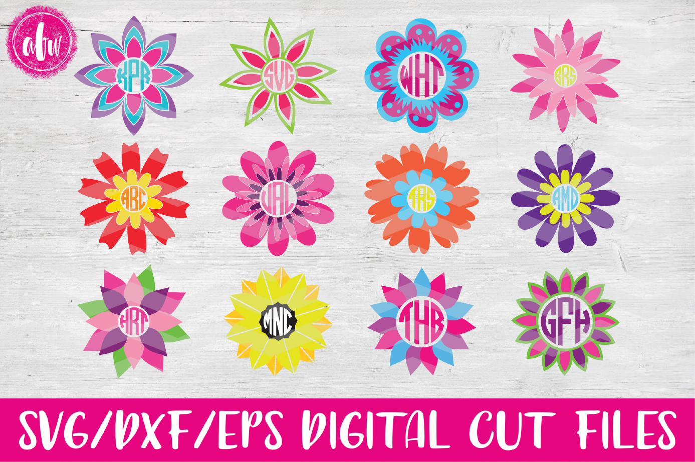 Download Spring Flower Monogram Frames - SVG, DXF, EPS Cut File ...