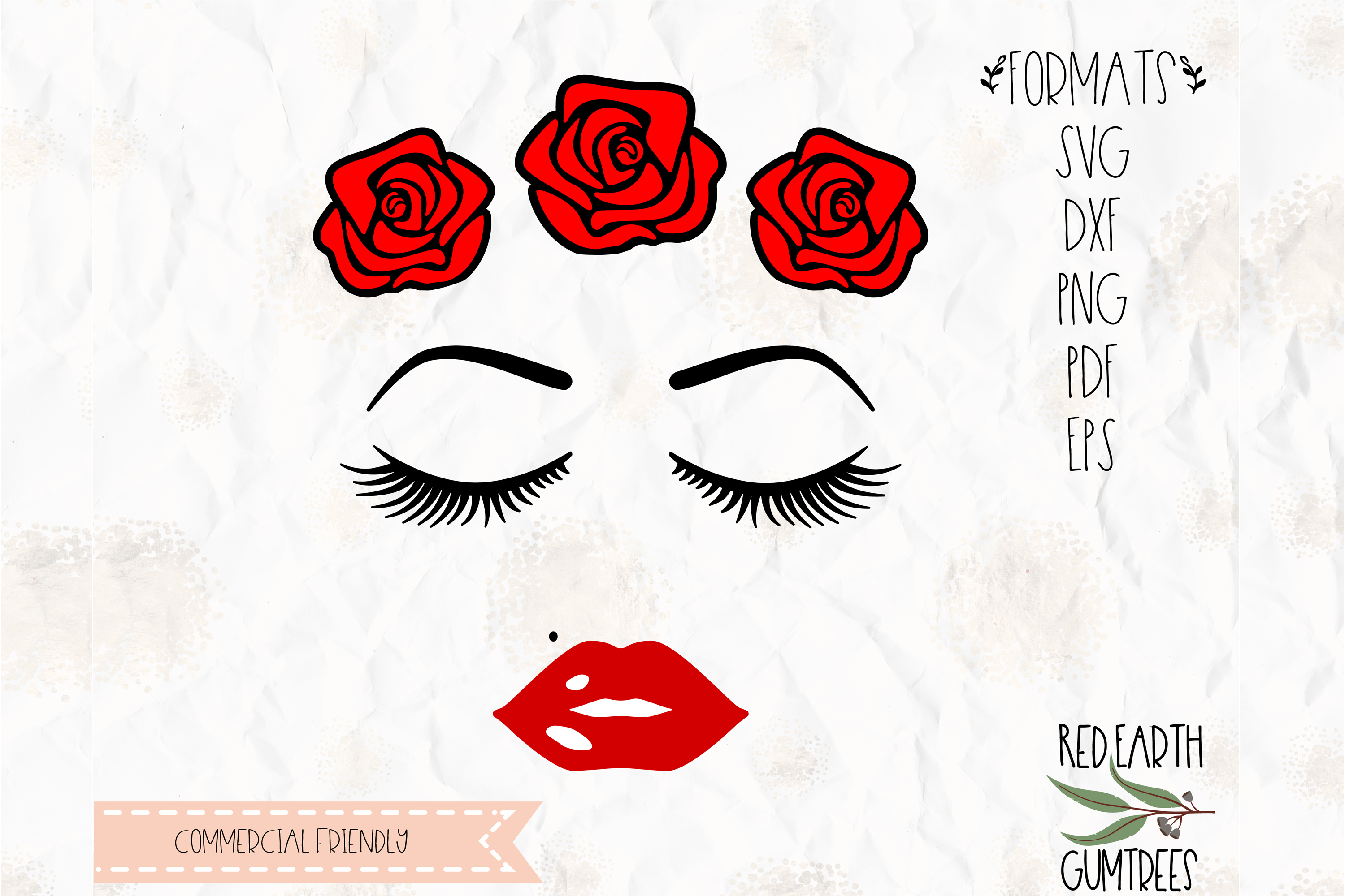 Download Woman with Lips lashes and roses, eyelashes SVG, DXF, PNG ...