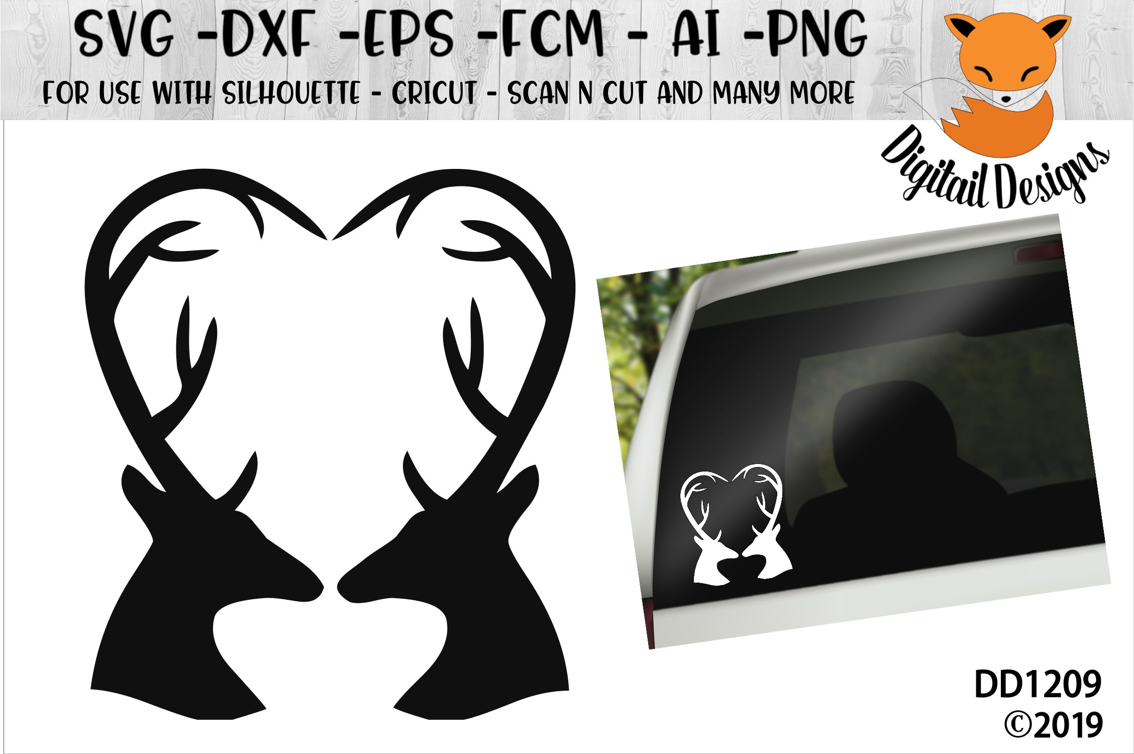 Download Heart Deer Silhouette SVG for Silhouette, Cricut (199885 ...