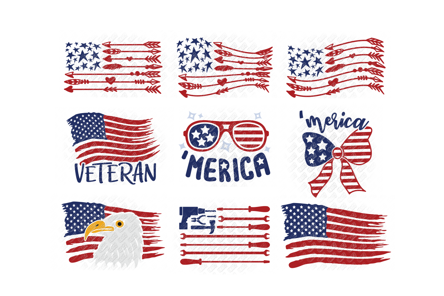 American Flag SVG Bundle (94687) | Cut Files | Design Bundles