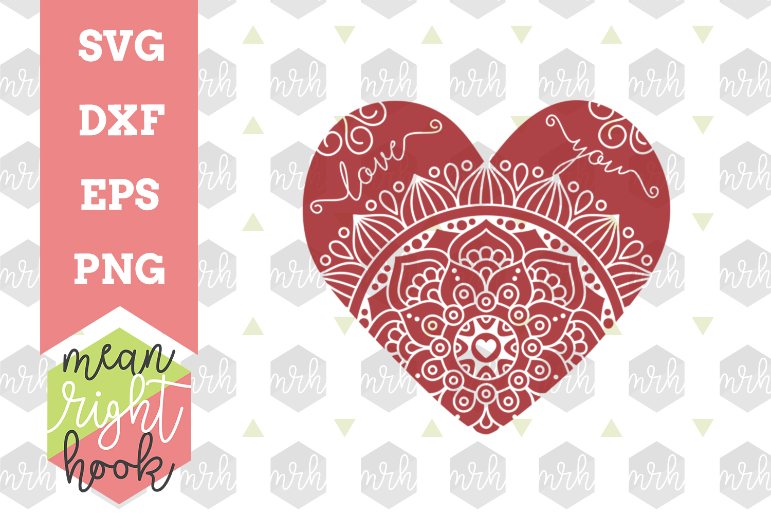 Download Heart Mandala Design - SVG, EPS, DXF, PNG vector files for cutting machines like the Cricut ...