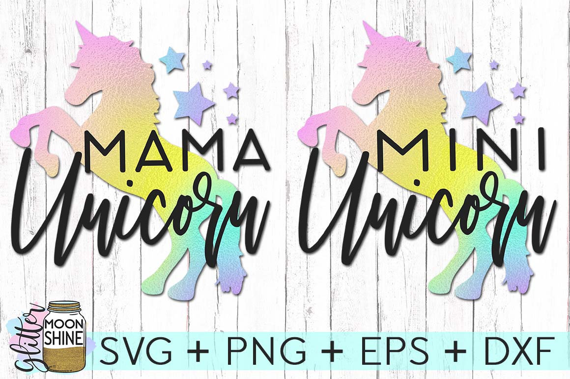 Mama & Mini Unicorn Bundle of 2 SVG DXF PNG EPS Cutting Files (96206