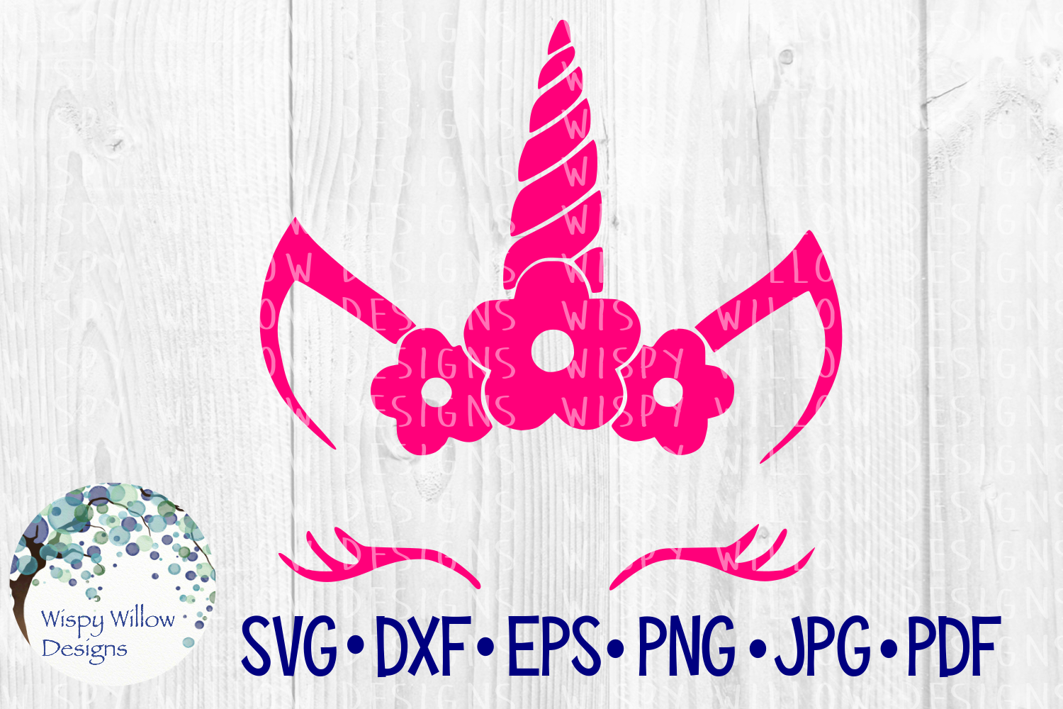 Girl Unicorn Face with Flowers SVG Cut File