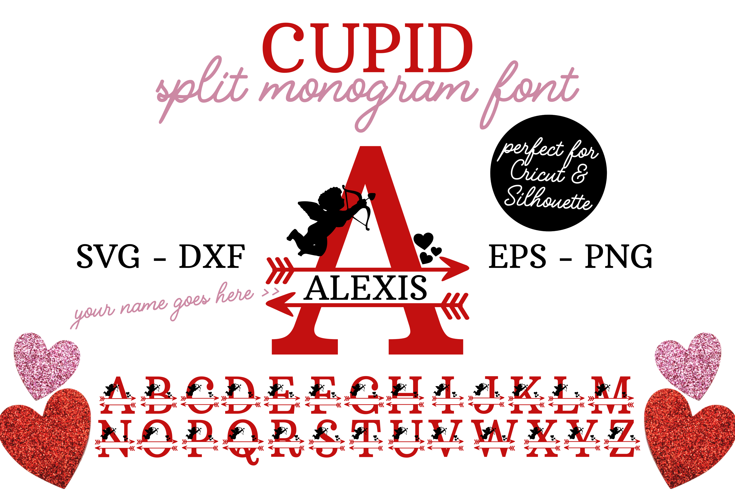 Download Cupid Split Monogram Font - Valentines Day SVG, Cupid SVG (197316) | Monograms | Design Bundles